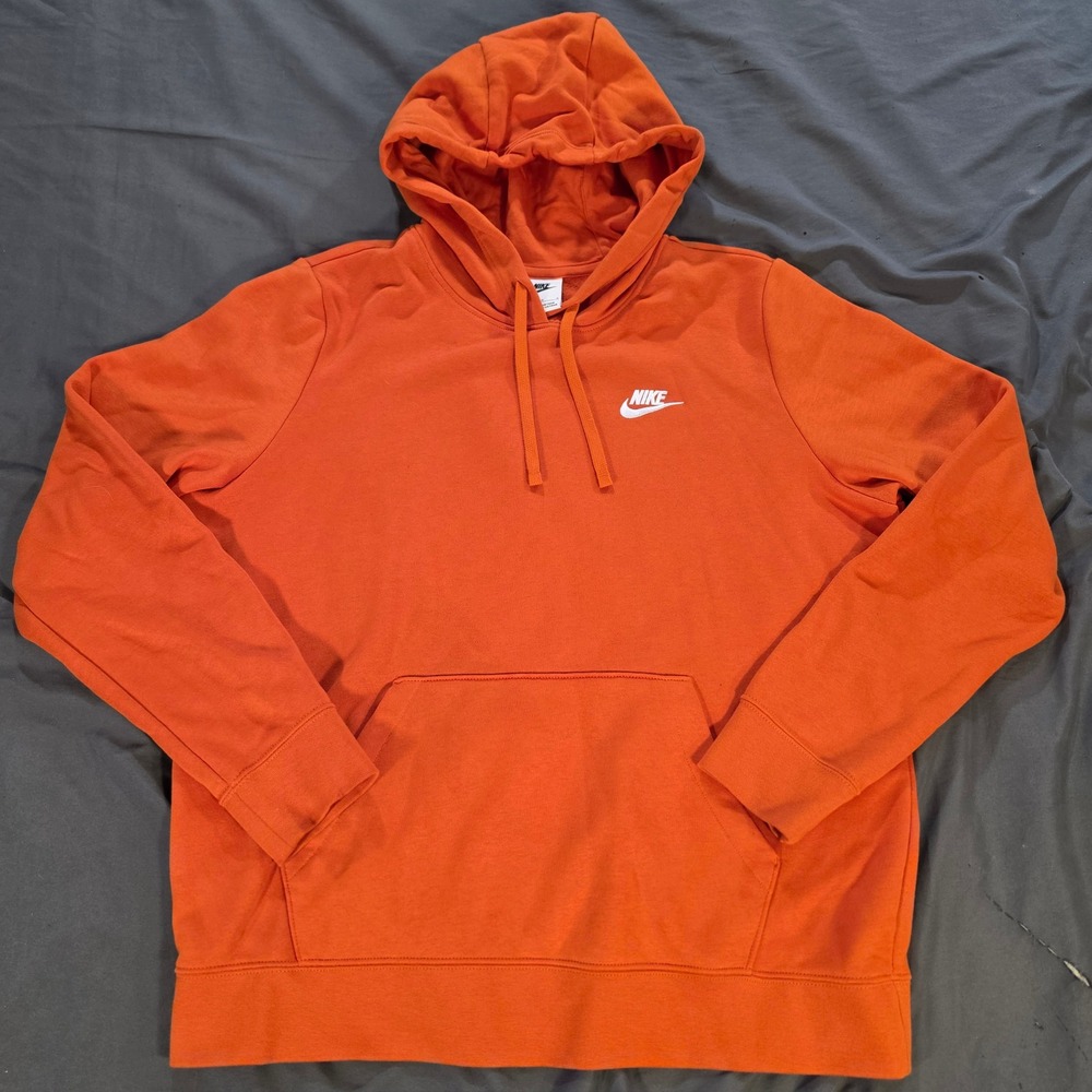 Nike Sportswear Club Fleece Hoodie Orange Mens Large BV2654-803 Pullover